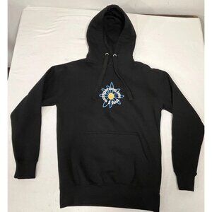 Amhori Sometimes I Am Sad Black Embroidered Floral Hoodie Sweatshirt Sz S